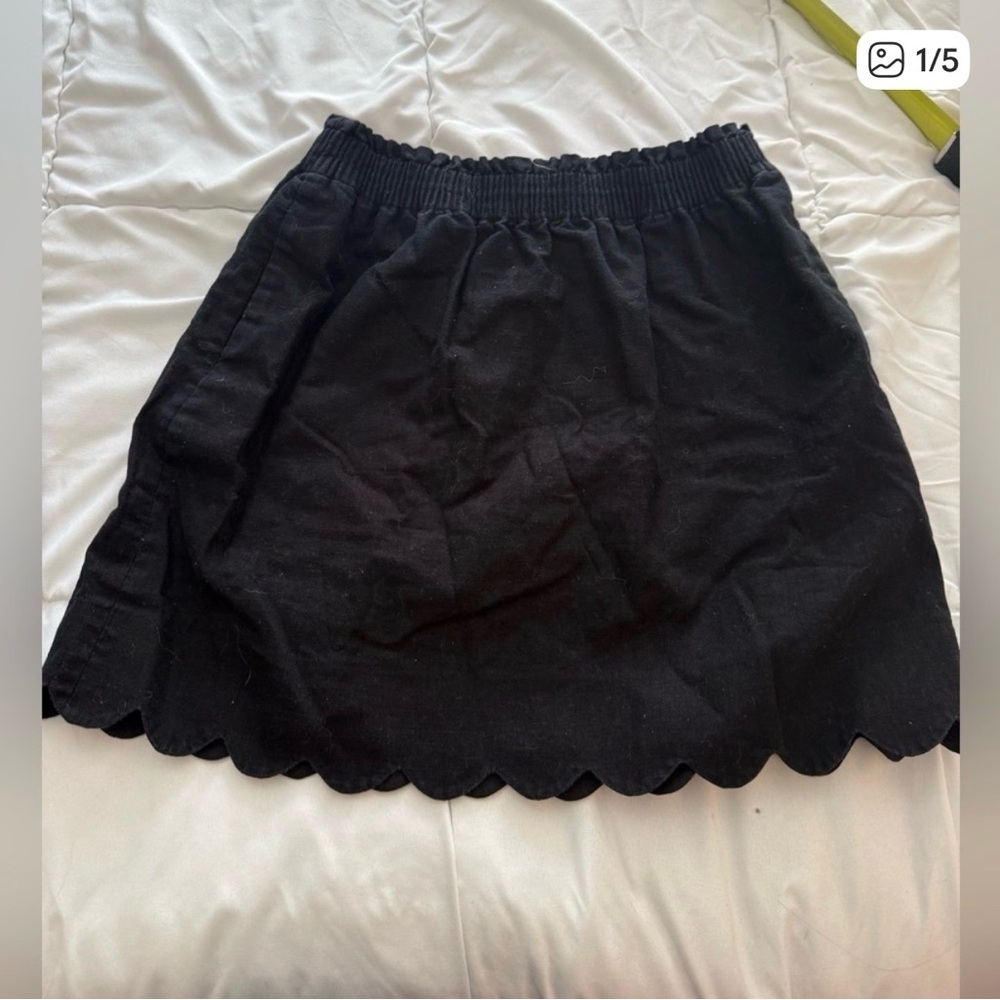 J, Crew Black Scalloped Hem Skirt